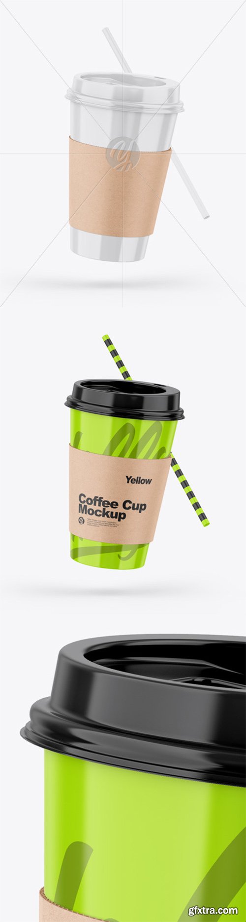 Glossy Coffee Cup W/ Straw Mockup 51972