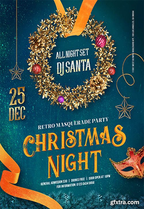 Retro Christmas Night V2811 2019 Premium PSD Flyer Template