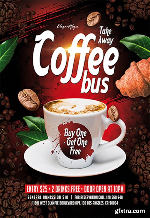 Take Away Coffee Bus Buy One Get One Free V2811 2019 Premium PSD Flyer Template