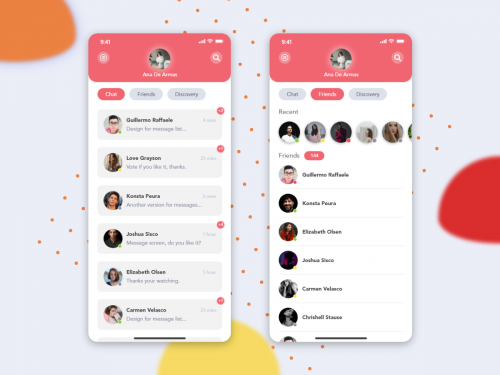 Chat and Friends listing screens for Social app - chat-and-friends-listing-screens-for-social-app