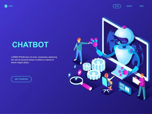 Chat Bot Isometric Landing Page Template - chat-bot-isometric-landing-page-template