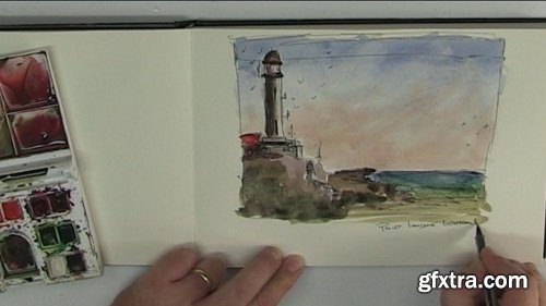 Watercolor Painting - Pen & Wash Sketchbook Techniques Course For beginners