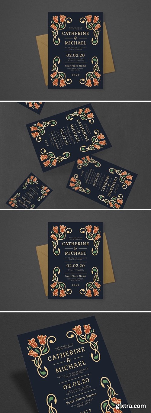 Vintage Floral Wedding invitation