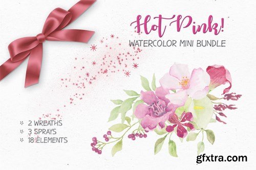 Watercolor Mini Bundle in Hot Pink