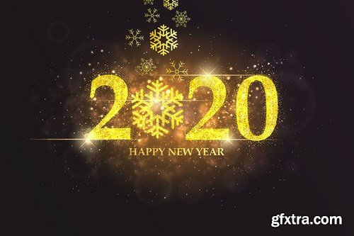 Happy New Year 2020 colorful greeting card