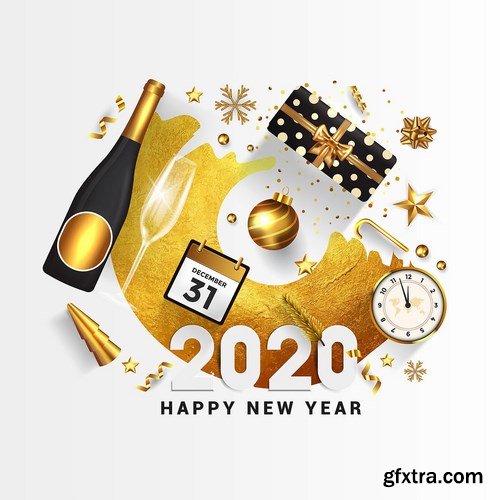 Happy New Year 2020 greeting card