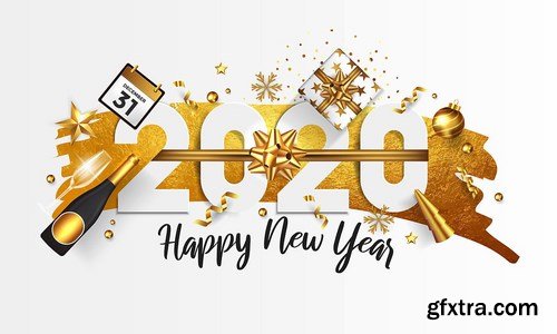 Happy New Year 2020 greeting card