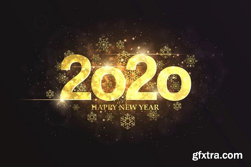 Happy New Year 2020 colorful greeting card