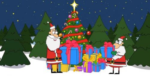 Videohive - Santa is Opening a Present