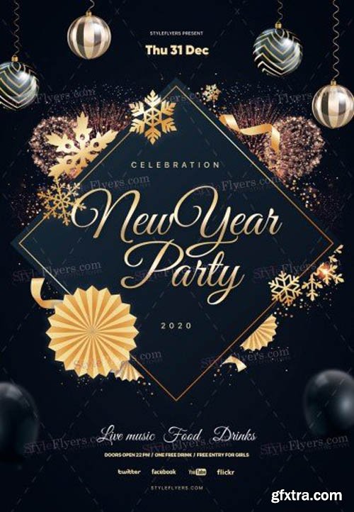 New Year Party V1612 2019 PSD Flyer Template