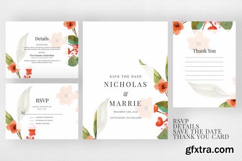 Watercolor Floral Wedding Suite