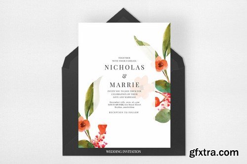 Watercolor Floral Wedding Suite