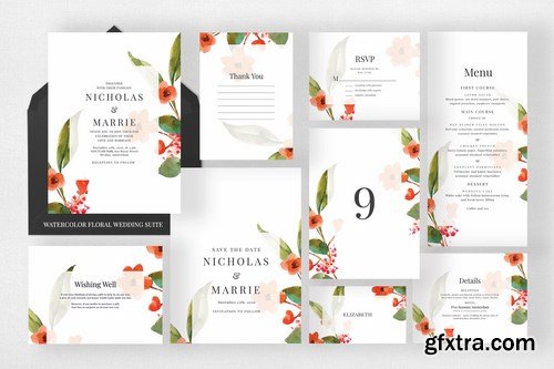 Watercolor Floral Wedding Suite