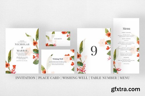 Watercolor Floral Wedding Suite