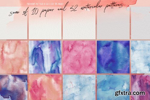 32 Watercolor & Paper Patterns