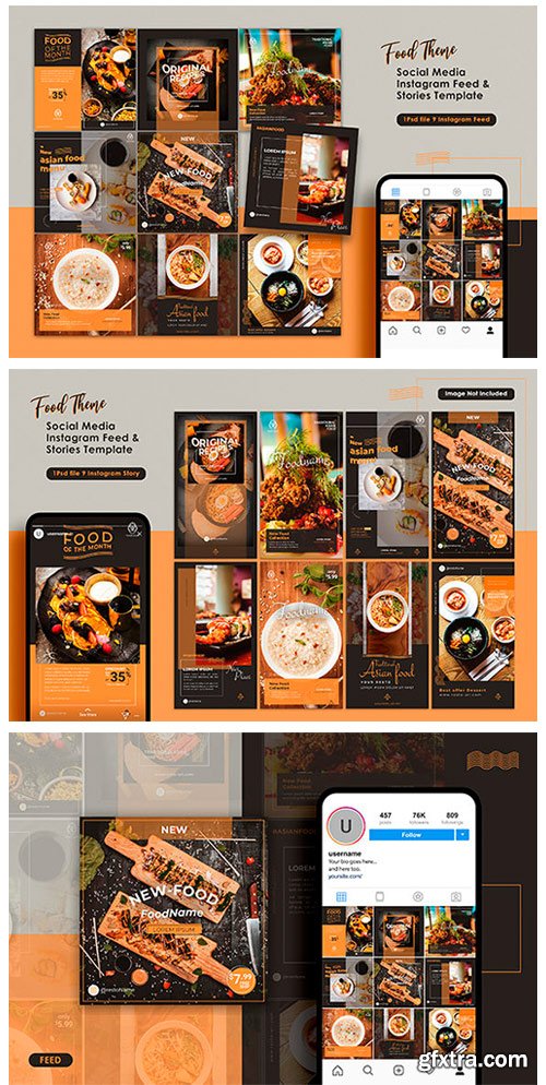 Food Instagram Feed &amp; Stories Templates 2296971