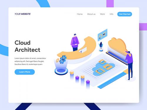 Cloud Architect Isometric Illustration Concept - cloud-architect-isometric-illustration-concept