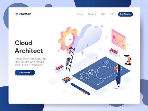 Cloud Architect Isometric Illustration - cloud-architect-isometric-illustration