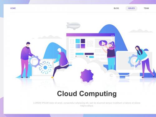 Flat Concept Cloud Computing - cloud-computing-flat-concept