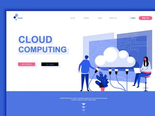 Cloud Computing Flat Landing Page Template - cloud-computing-flat-landing-page-template