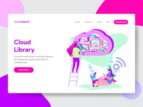 Cloud Library Illustration - cloud-library-illustration