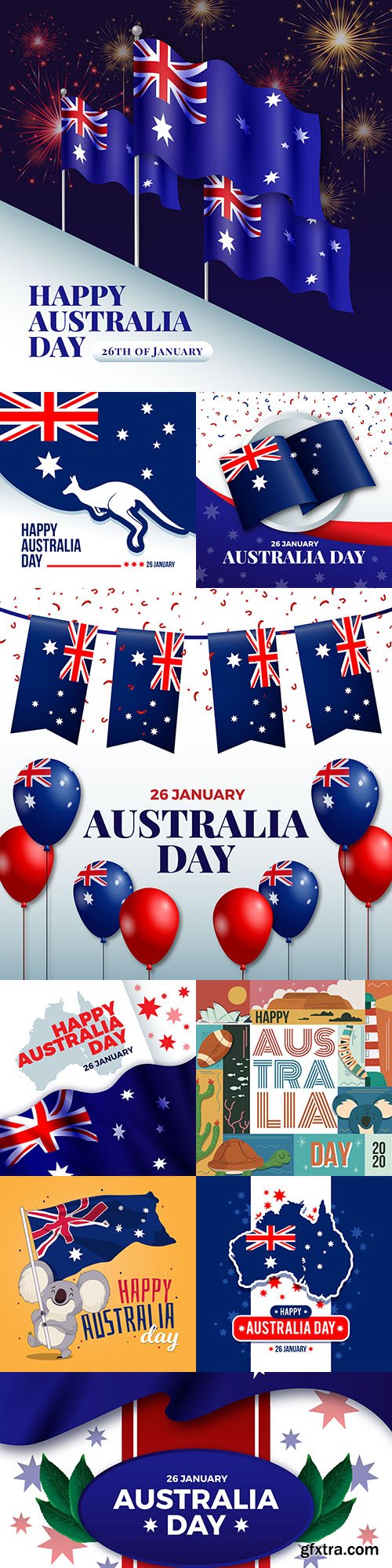 Happy Australia day holiday design illustrations