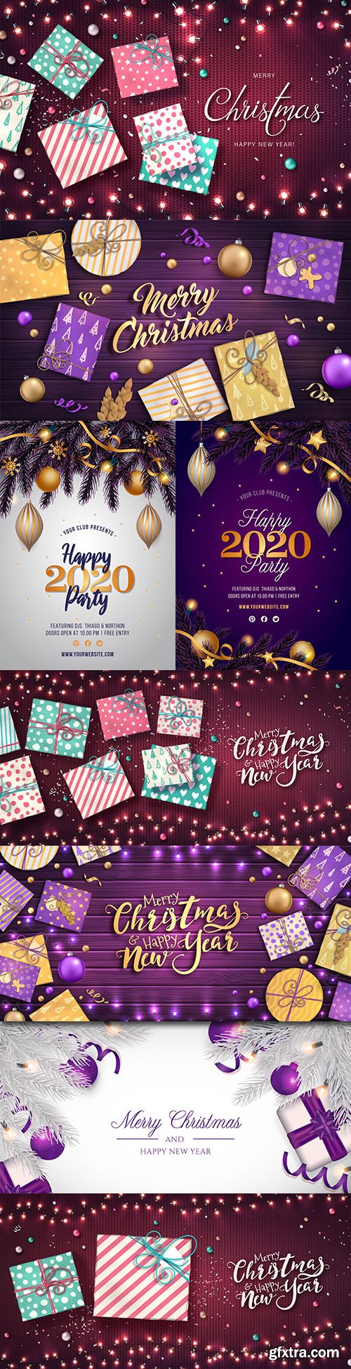 Merry Christmas and New Year background decorative 33