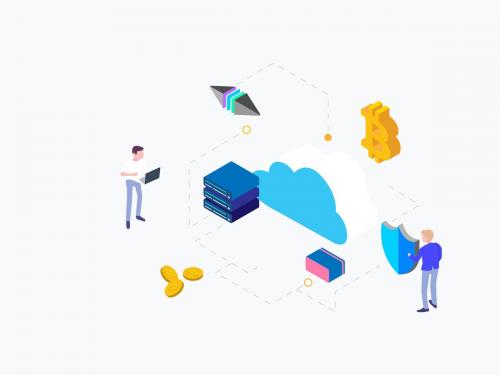 Cloud Mining Cryptocurrency Isometric Illustration - cloud-mining-cryptocurrency-isometric-illustration