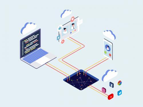 Cloud Network Isometric Illustration - cloud-network-isometric-illustration