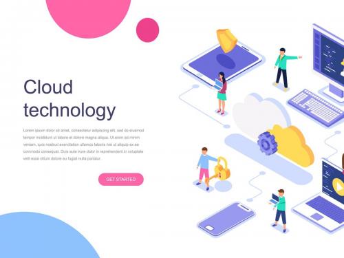 Cloud Technology Isometric Concept - cloud-technology-isometric-concept