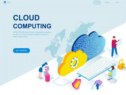 Cloud Technology Isometric Landing Page Template - cloud-technology-isometric-landing-page-template