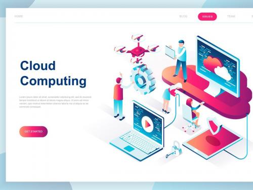 Cloud Technology Isometric Landing Page - cloud-technology-isometric-landing-page