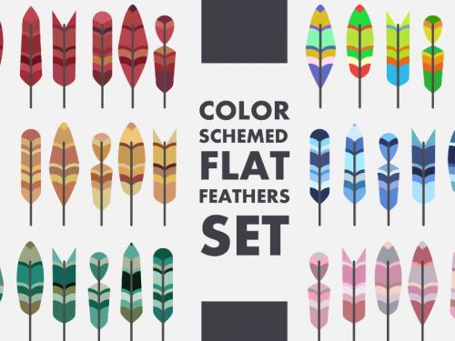 Color Schemed Flat Feathers Set - color-schemed-flat-feathers-set