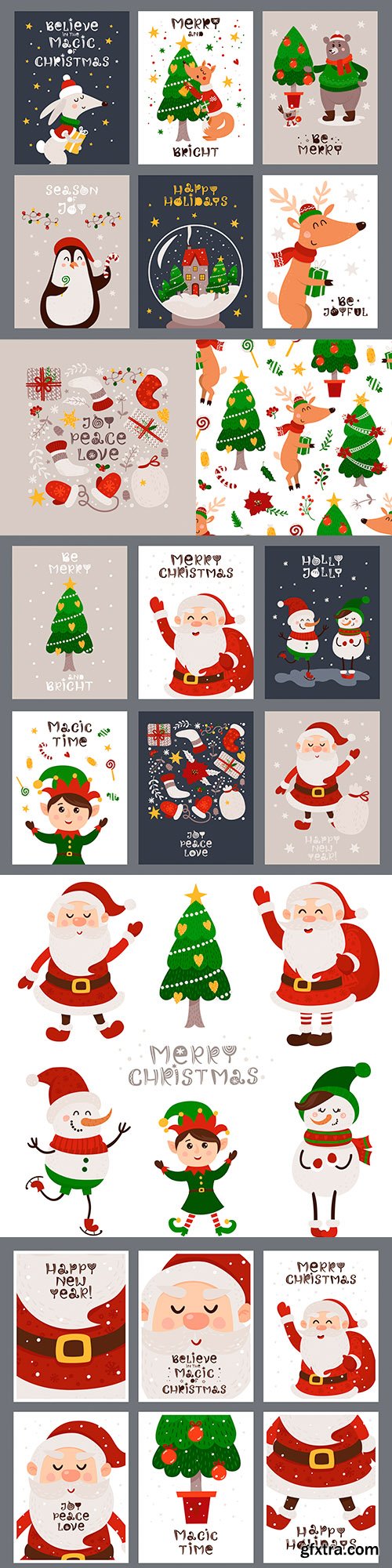 Happy Christmas decorative cartoon vintage banner