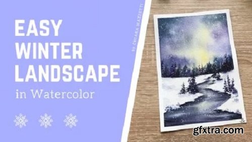 Easy Winter Landscape in Watercolor » GFxtra