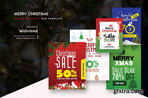 Merry Christmas Social Media Kit PSD Templates