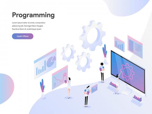 Computer Programming Isometric Illustration - computer-programming-isometric-illustration