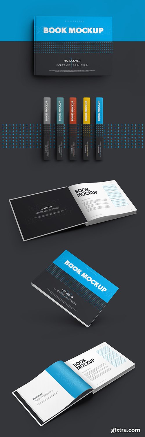 5 Mockup Set of Landscape Hardcover Books 309988748