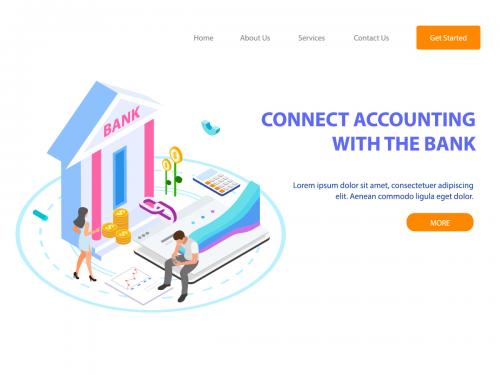 Connect Account with Bank by Finance Isometric -FV - connect-account-with-bank-by-finance-isometric-fv-6b8c5329-7a8b-4612-82af-64ee02dbd6be