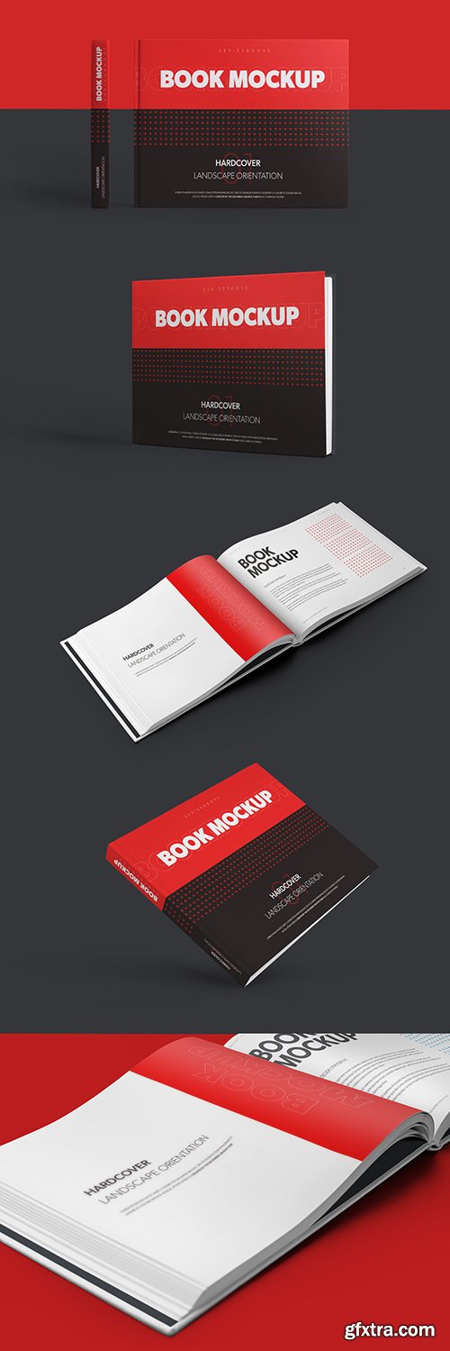 5 Mockups of Landscape Hardcover Books 310468408