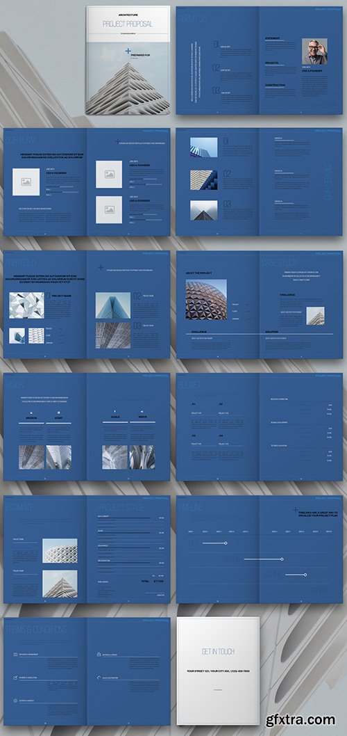 Architecture Proposal Layout with Blue Elements 310219362