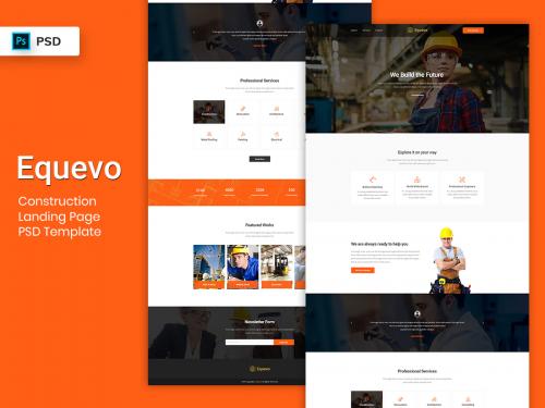 Construction Landing Page PSD Template - construction-landing-page-psd-template