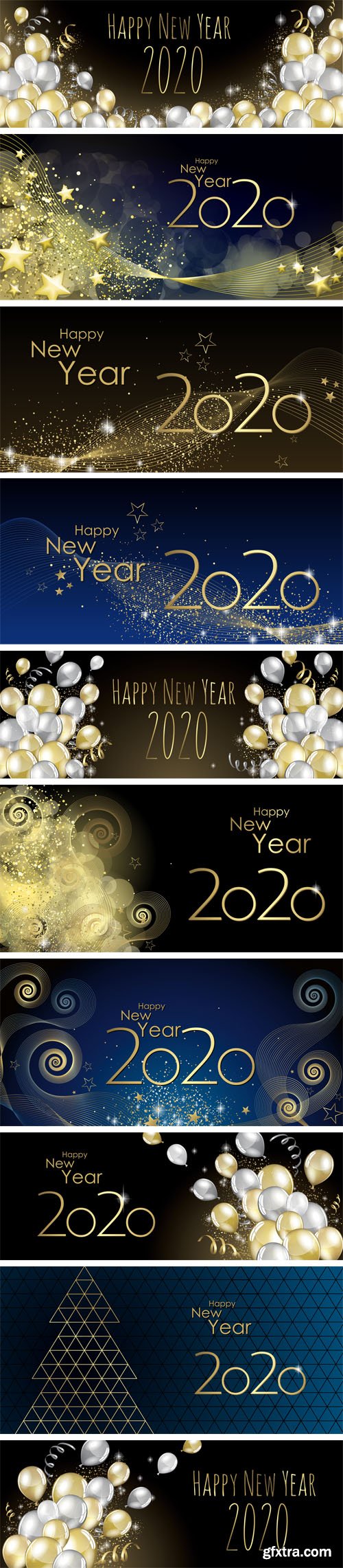 10 New Year 2020 Backgrounds Vector Collection 1