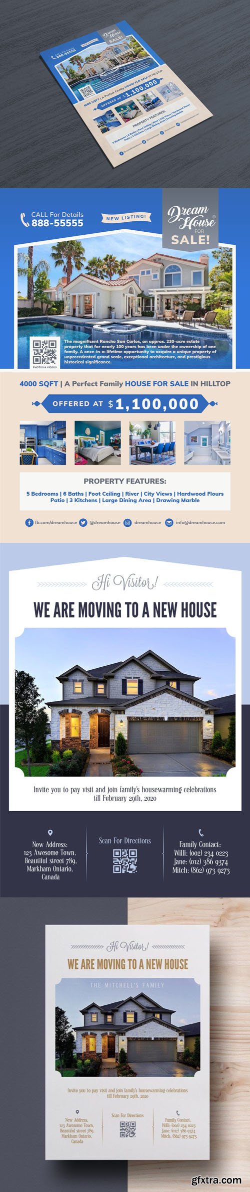 Real Estate - House for Sale & Moving Announcement Flyers Templates