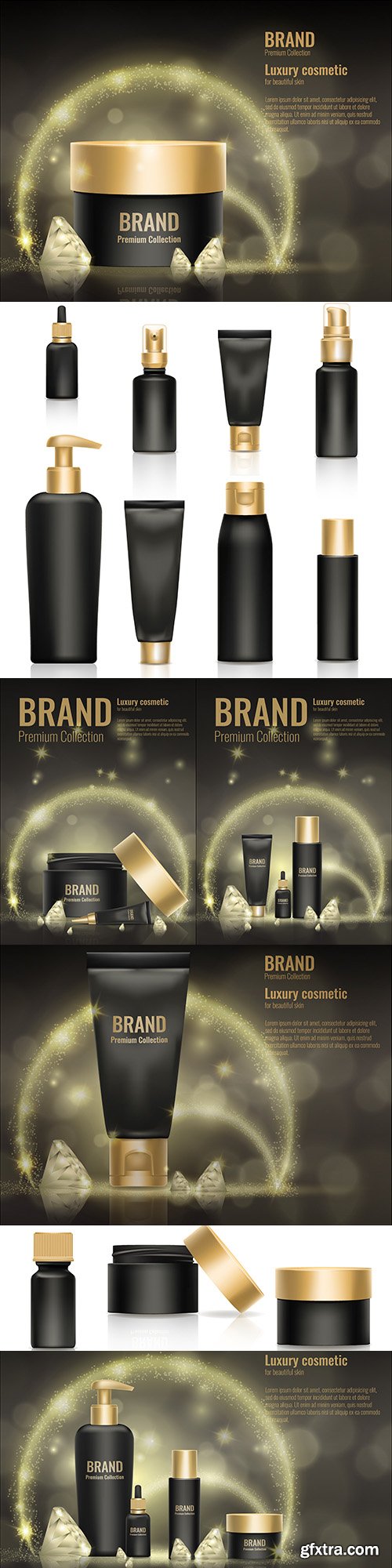 Cosmetic gold luxury realistic product template