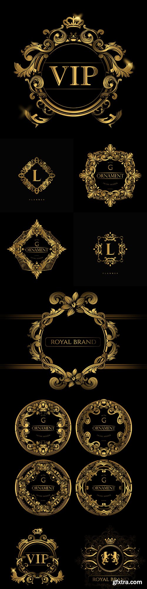 Luxury gold logo and decorative ornament floral