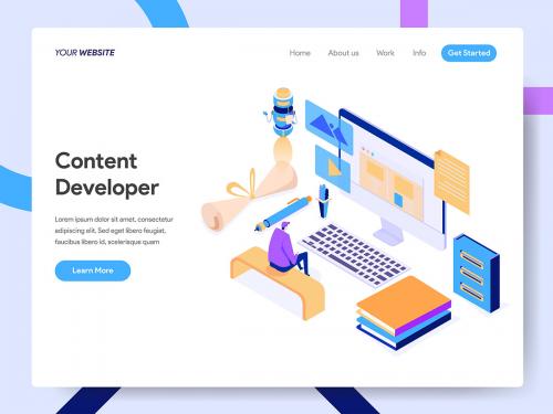 Content Developer Isometric Illustration - content-developer-isometric-illustration