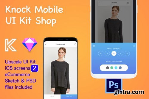 Knock Mobile UI Kit eCommerce - 2 Screens