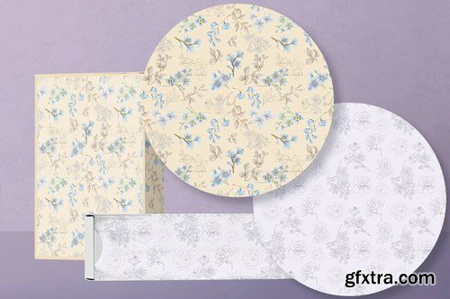 Powder Blue Watercolor Patterns