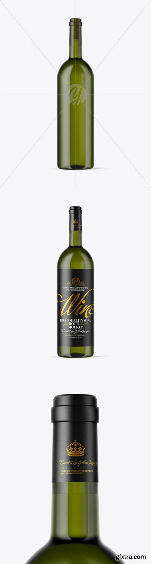 Green Glass White Wine Bottle Mockup 51980